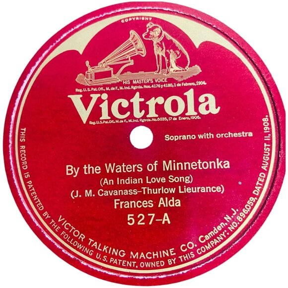 Frances Alda By The Waters Of Minnetonka 10 Inch Shellac 78 RPM Victrola 527 VTG - Picture 2 of 4